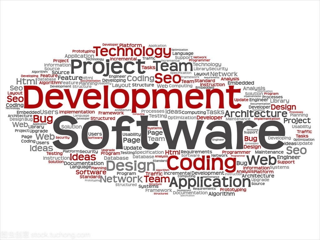 軟件開發項目編碼技術抽象詞云